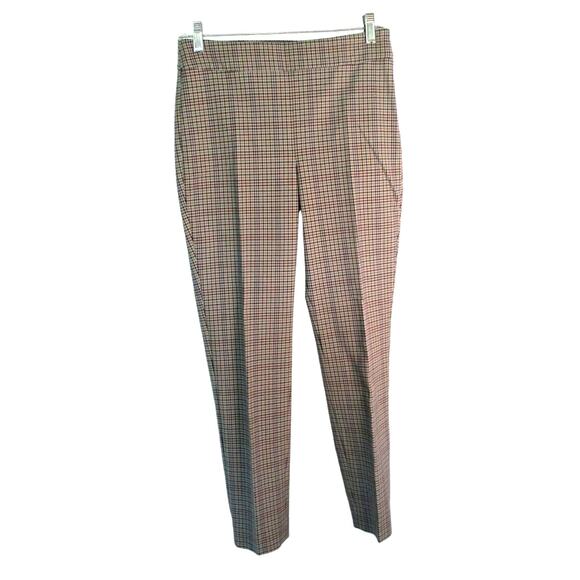 Talbots Women's Chatham Ankle Tan Mid Rise Side Zip Plaid Pants NWT Size 2 - Picture 1 of 12